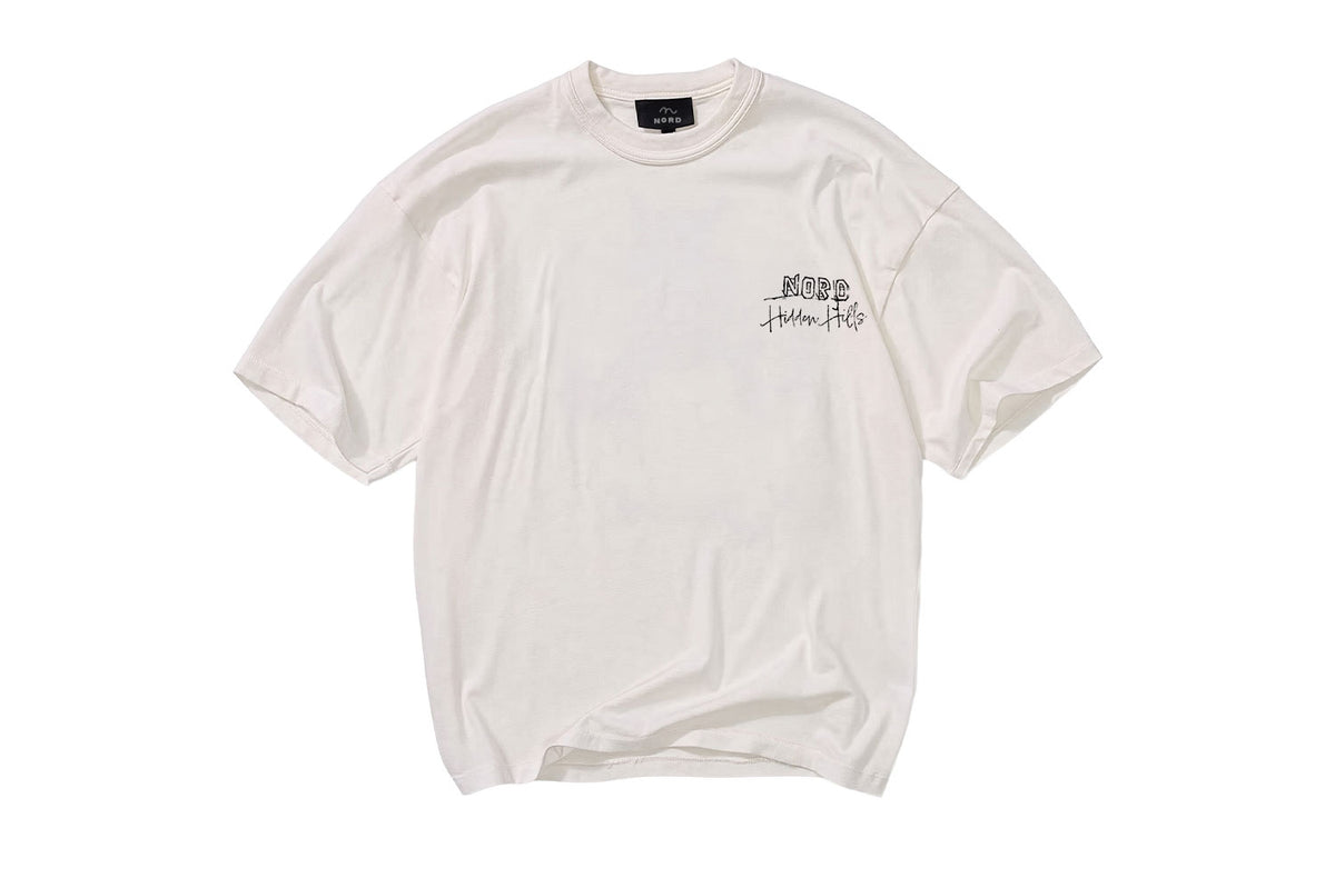 Nord Hidden Hills Tee in Chalk White - oversized heavyweight tee with Nord Hidden Hills chest print