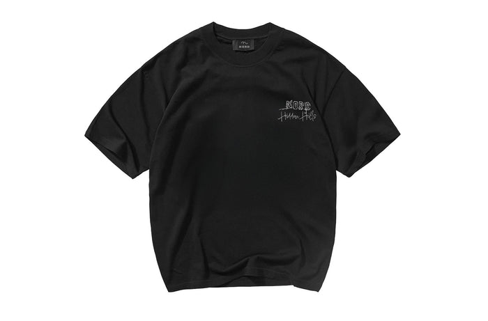 Nord Hidden Hills Tee in Jet Black - oversized heavyweight tee with Nord Hidden Hills chest print