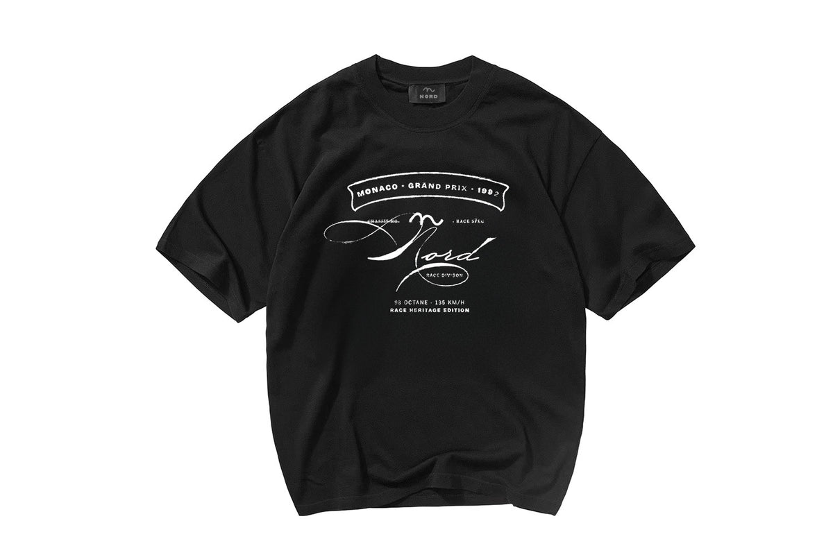 Nord World Champions Tee in Jet Black - oversized vintage graphic tee with Monaco Grand Prix 1993 Race Heritage Edition print